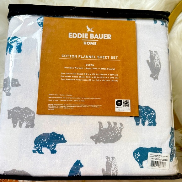 Eddie Bauer Queen Flannel Sheet -Bear
